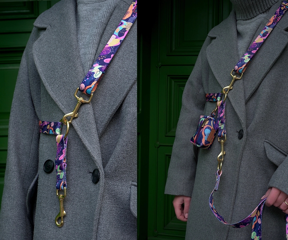 PAS SPACEROWY HANDS FREE PSTROKATA DOBRANOCKA - obrazek 2